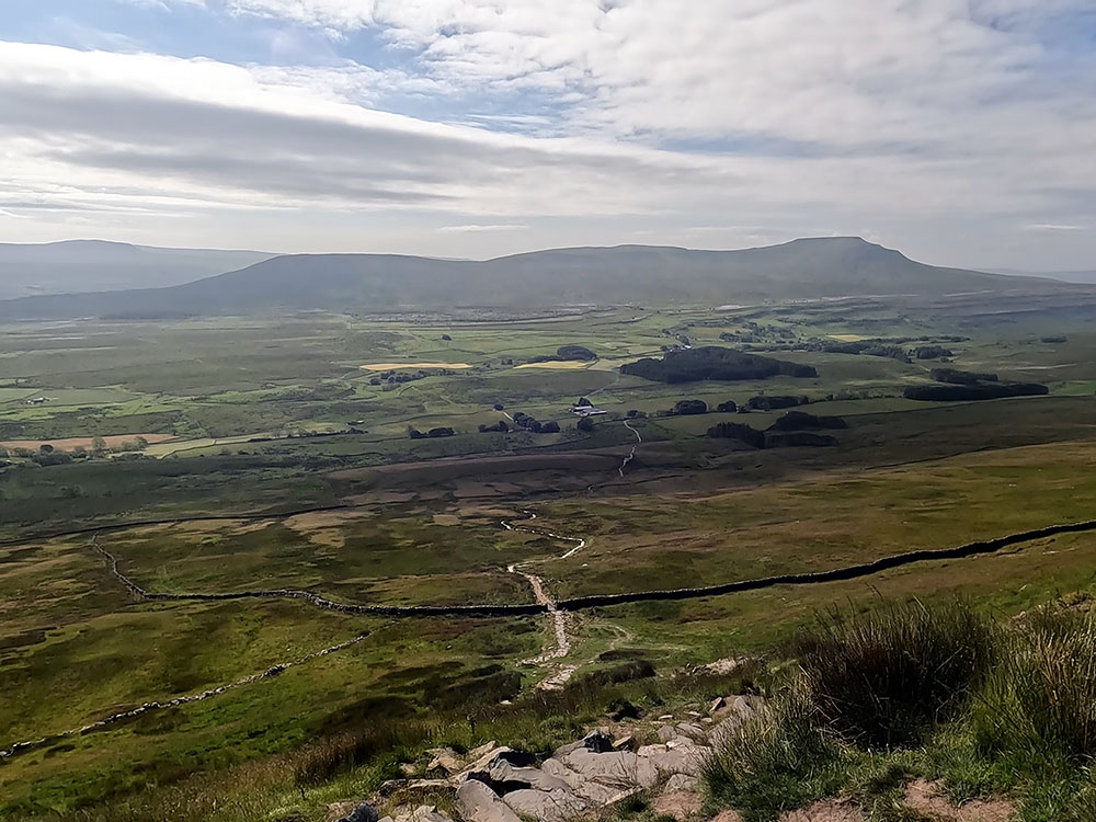 The path off Whernside looking towards Ingleborough