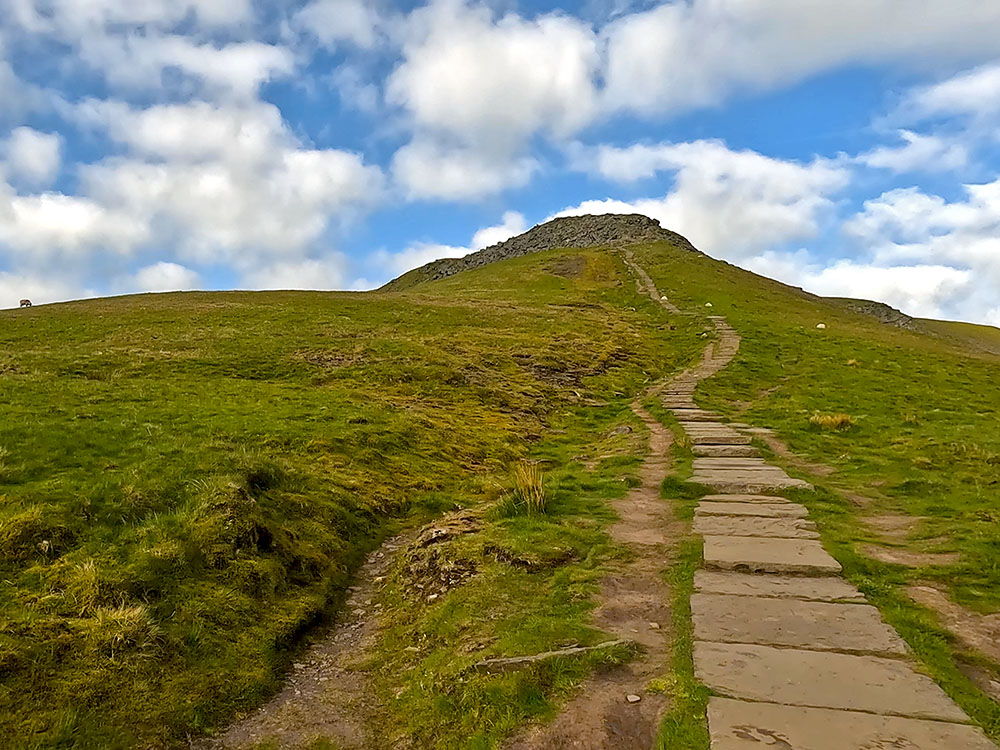 Flagged steps heading up towards Ingleborough's summit plateau