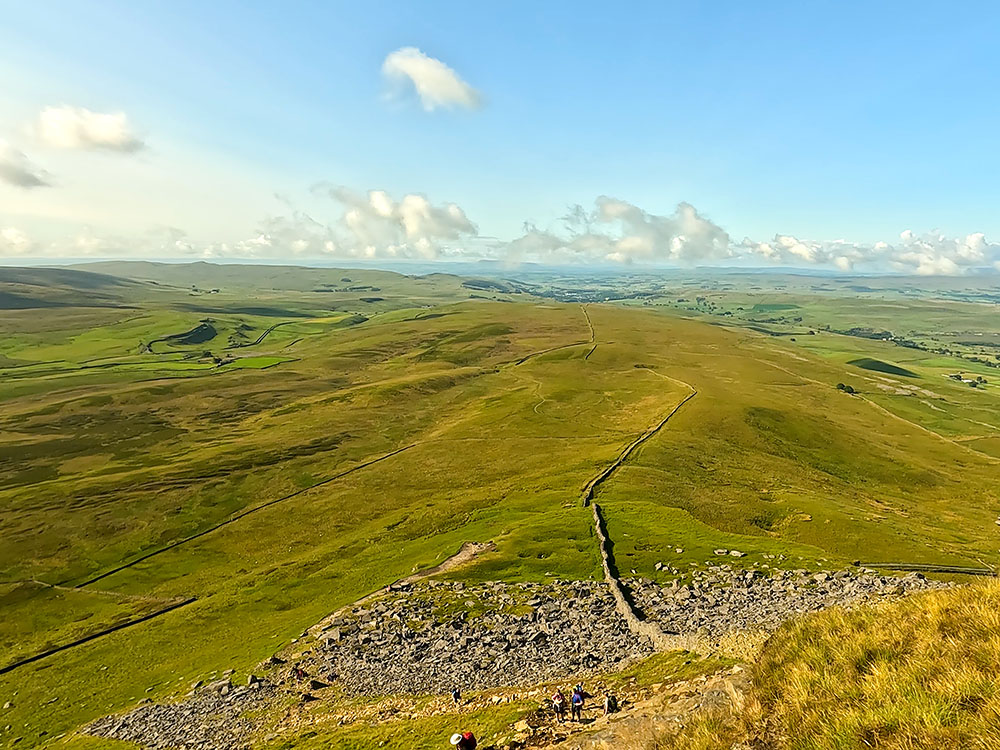 Looking back down the Pennine Way path on Pen-y-ghent
