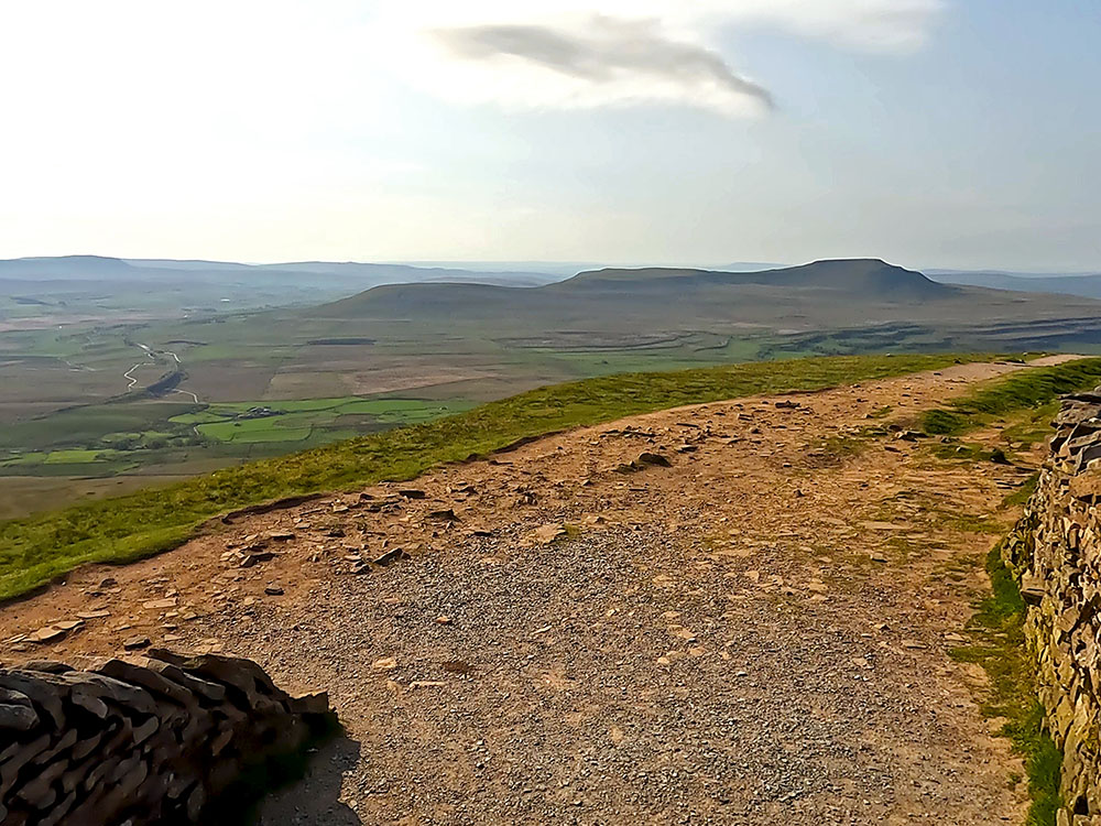 Looking towards Ingleborough and the Ribblehead Viaduct from Whernside summit