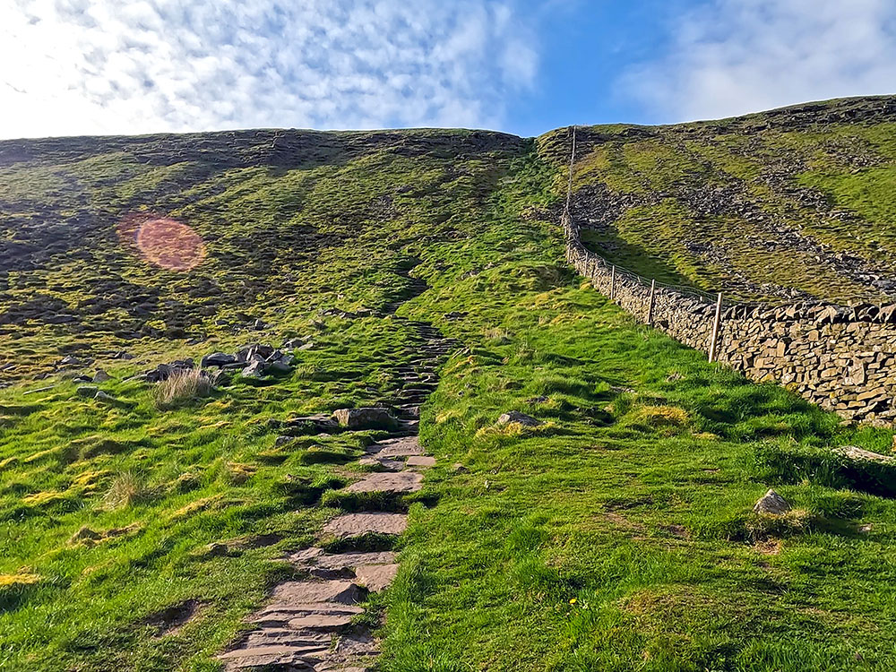 Steep steps heading up the side of Ingleborough