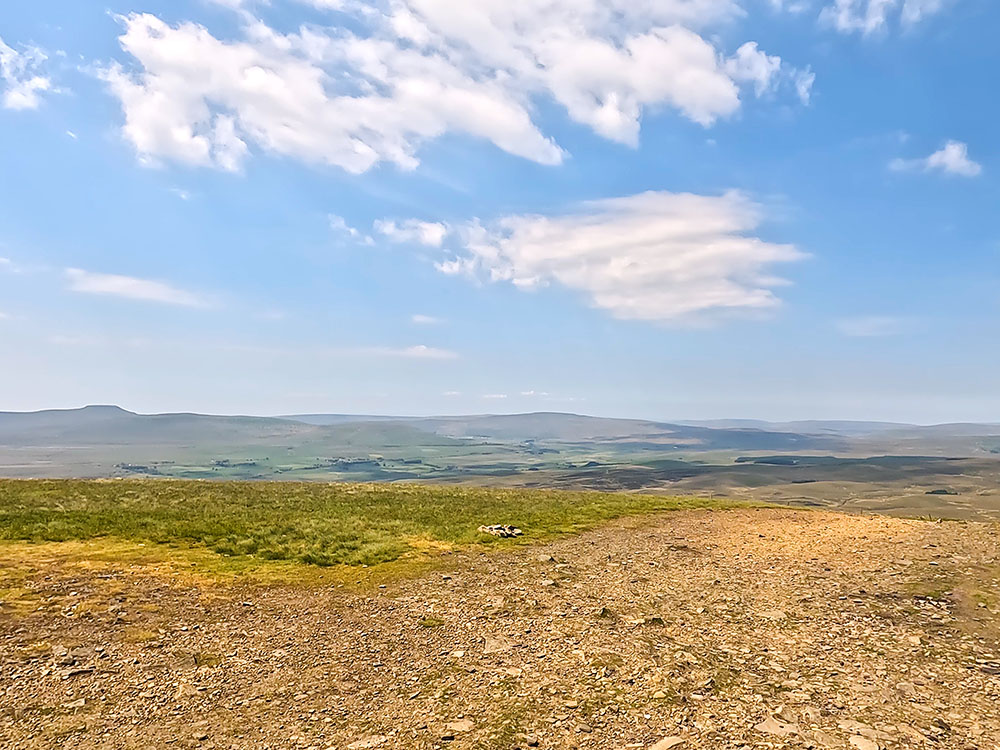 View towards Ingleborough and Whernside from Pen-y-ghent summit