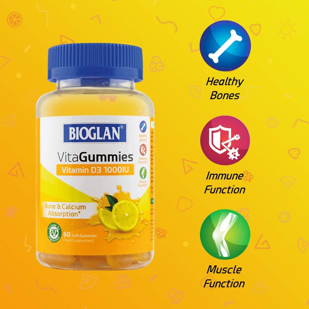 Bioglan Vitamin D3 VitaGummies 1,000 IU gummies - features