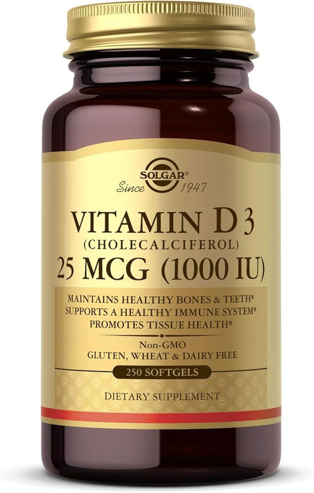 Solgar Vitamin D3 1,000 IU (25&mu;g) softgels (250)