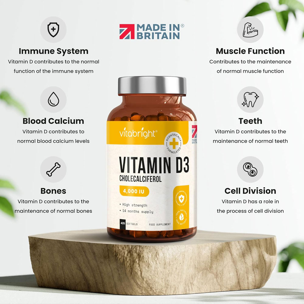 VitaBright Vitamin D3 4,000 IU softgels - benefits