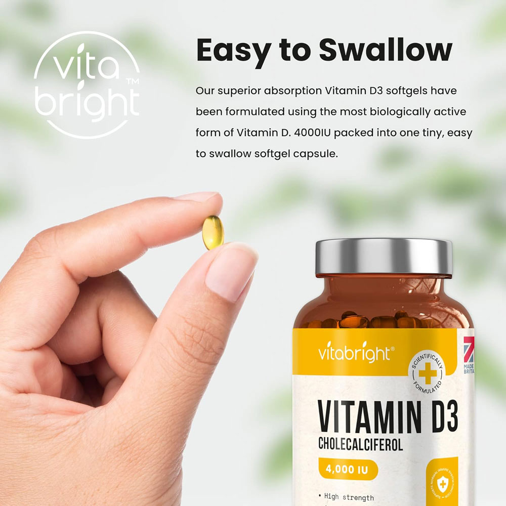 VitaBright Vitamin D3 4,000 IU softgels - size