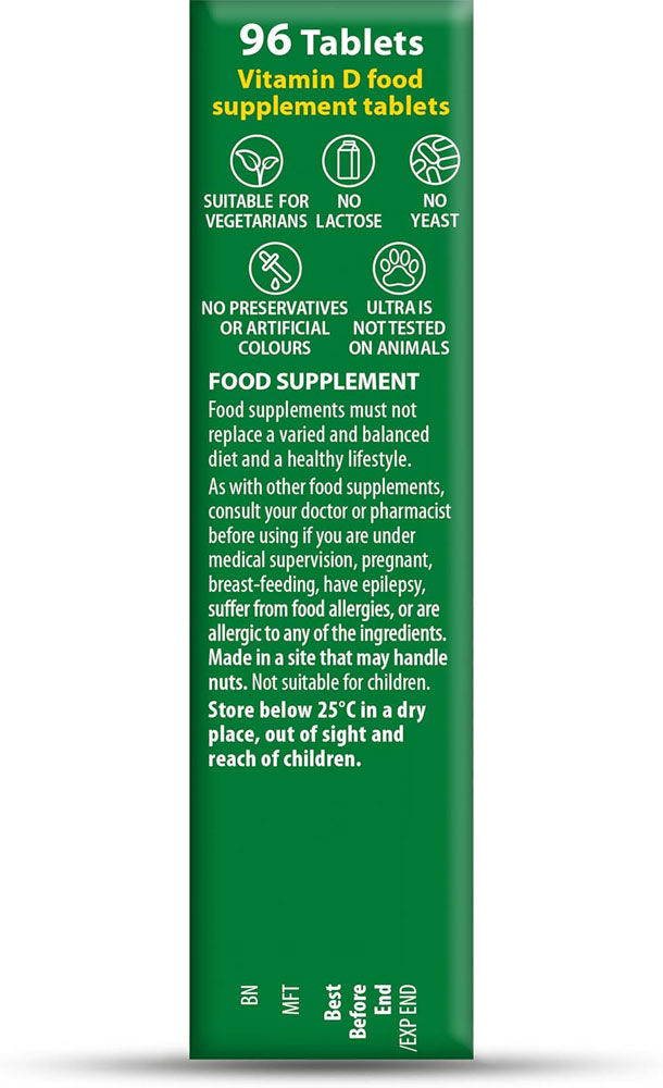 Vitabiotics Ultra Vitamin D 1,000 IU tablets (96) - features