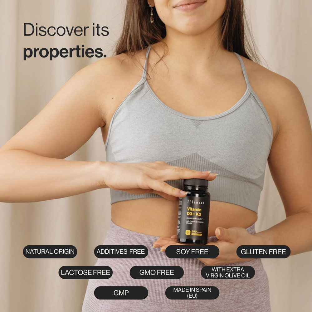 Zenement Vitamin D3 + K2 (2,000 IU + 150&mu;g MK-7) softgels - features