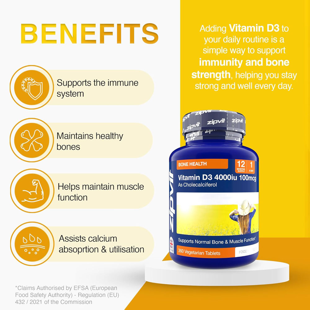 Zipvit Vitamin D3 4,000 IU tablets - benefits