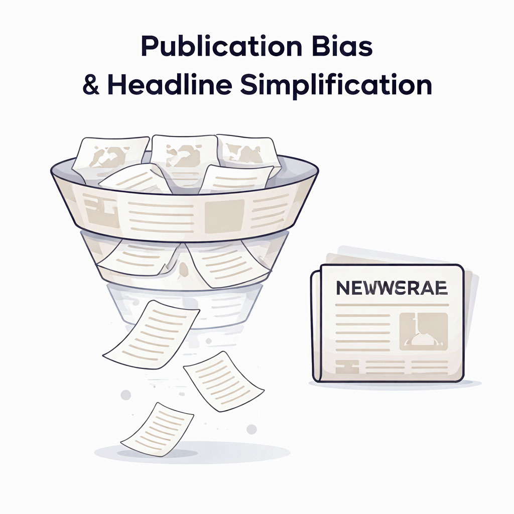 An image depicting publication bias and headline simplification when it comes to the reporting of walking studies