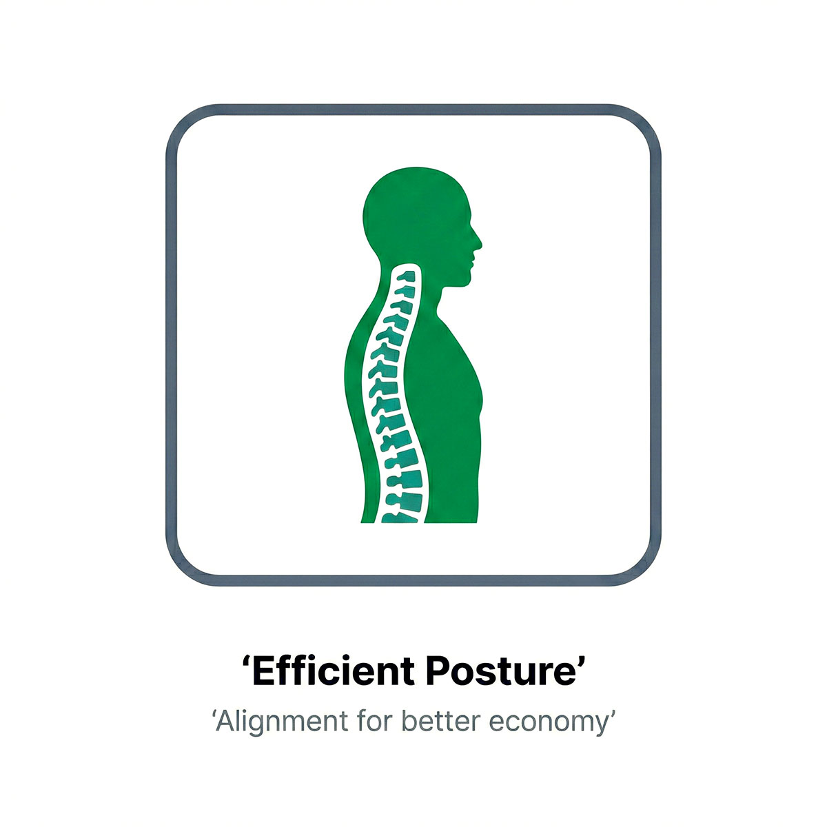 Graphic showing optimal spinal alignment for walking economy