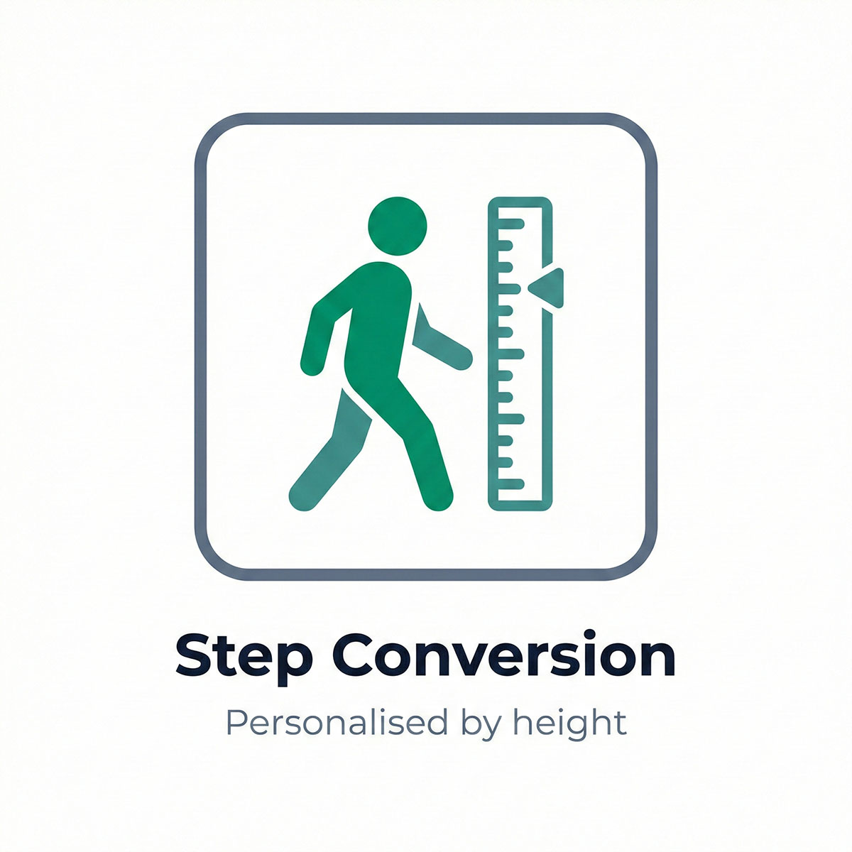 Infographic explaining how height dictates stride length and step counts