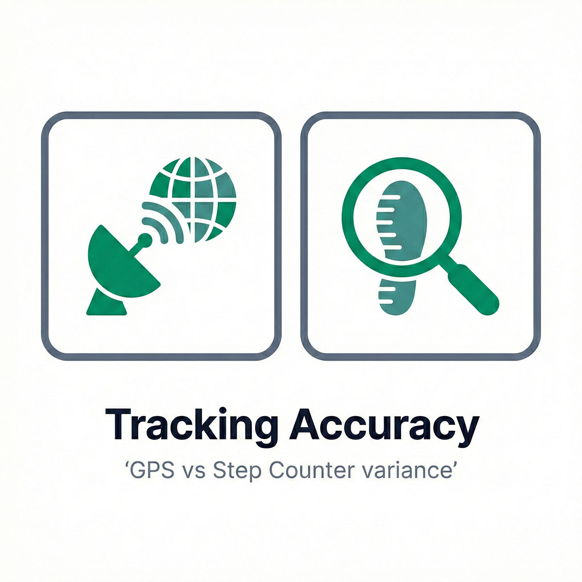 Graphic comparing GPS distance vs step counter movement recording